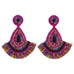Wholesale seed beaded felt teardrop tassel boho earrings