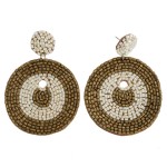 Wholesale seed beaded felt disc boho drop earrings diameter