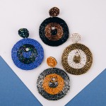 Wholesale seed beaded felt disc boho drop earrings diameter