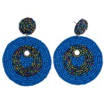 Wholesale seed beaded felt disc boho drop earrings diameter