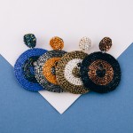 Wholesale seed beaded felt disc boho drop earrings diameter