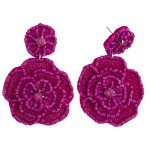 Wholesale seed beaded felt flower blossom drop earrings