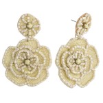 Wholesale seed beaded felt flower blossom drop earrings