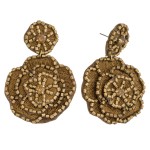 Wholesale seed beaded felt flower blossom drop earrings