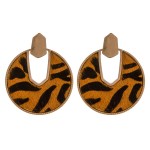 Wholesale cowhide animal print encased drop disc earrings diameter