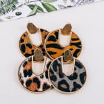 Wholesale cowhide animal print encased drop disc earrings diameter