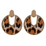Wholesale cowhide leopard print encased drop disc earrings diameter