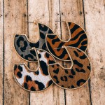 Wholesale cowhide animal print encased open hoop disc earrings diameter