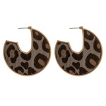 Wholesale cowhide leopard print encased open hoop disc earrings diameter