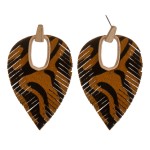 Wholesale faux leather cowhide animal print hinge cut out earrings