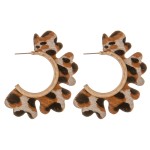 Wholesale genuine leather leopard print flower cut out hoop earrings diameter