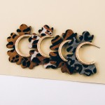 Wholesale genuine leather leopard print flower cut out hoop earrings diameter