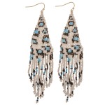 Wholesale leopard print beaded fringe tassel bohemian earrings