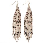 Wholesale leopard print beaded fringe tassel bohemian earrings