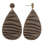 Wholesale genuine leather zebra print cowhide teardrop earrings L