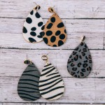 Wholesale genuine leather zebra print cowhide teardrop earrings L