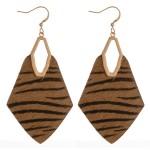 Wholesale cowhide genuine leather zebra print diamond cut out earrings