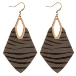 Wholesale cowhide genuine leather zebra print diamond cut out earrings