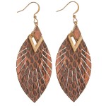 Wholesale genuine leather animal print feather bohemian earrings