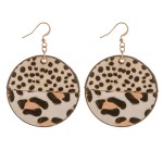 Wholesale genuine leather doubled sided multi animal print earrings diameter