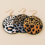 Wholesale genuine leather doubled sided multi animal print earrings diameter
