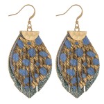 Wholesale genuine leather layered animal print earrings