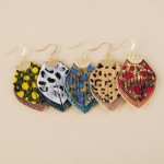 Wholesale genuine leather layered animal print earrings