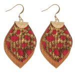 Wholesale genuine leather layered animal print earrings