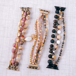 Wholesale interchangeable beaded stretch watch band smart watches natural stone