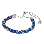 Wholesale blue silver rhinestone bracelet adjustable bolo closure Fits up wrist