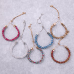 Wholesale gold silver rhinestone bracelet adjustable bolo closure Fits up wrist