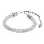 Wholesale white silver rhinestone bracelet adjustable bolo closure Fits up wrist