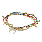 Wholesale bracelet set three beaded stretch bracelets gold accents crescent deta