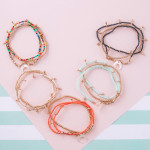Wholesale bracelet set three beaded stretch bracelets gold accents crescent deta