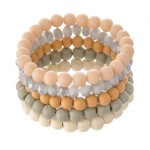 Wholesale bracelet set three wood beaded bracelets one faceted acrylic beaded st