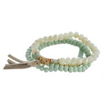 Wholesale beaded bracelet set four stretch bracelet wood faceted bead details fa