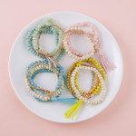 Wholesale beaded bracelet set four stretch bracelet wood faceted bead details fa