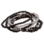 Wholesale bracelet set six beaded stretch bracelets faceted wood bead details di