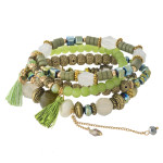 Wholesale natural stone iridescent faceted beaded stretch bracelet set lava plas