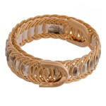 Wholesale faux leather snakeskin woven metal wrap bracelet Open fit One fits mos