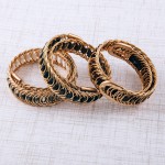 Wholesale faux leather snakeskin woven metal wrap bracelet Open fit One fits mos