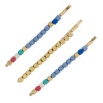 Wholesale hair pin set three hair pins color block beaded details