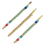 Wholesale hair pin set three hair pins color block beaded details