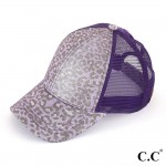 Wholesale c C Pony Cap BT C C leopard print glitter ponytail baseball cap mesh b