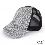 Wholesale c C Pony Cap BT C C leopard print glitter ponytail baseball cap mesh b