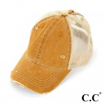 Wholesale c C BT Vintage distressed ponytail cap mesh back Cotton Polyester Adju