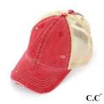Wholesale c C BT Vintage distressed ponytail cap mesh back Cotton Polyester Adju