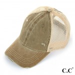 Wholesale c C BT Vintage distressed ponytail cap mesh back Cotton Polyester Adju