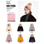 Wholesale c C HAT Geometric cable beanie faux fur pom Acrylic One fits most