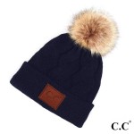 Wholesale c C HAT Geometric cable beanie faux fur pom Acrylic One fits most